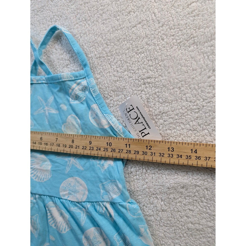 The Childrens Place Girls Blue Seashell Starfish Tiered Halter Dress Size S 7/8 - Picture 5 of 8
